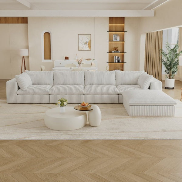 English Elm 157.6Cloud Corduroy Modular Sofa Deep Feather Cushions Oversized Living Room Sectional W2824S00371