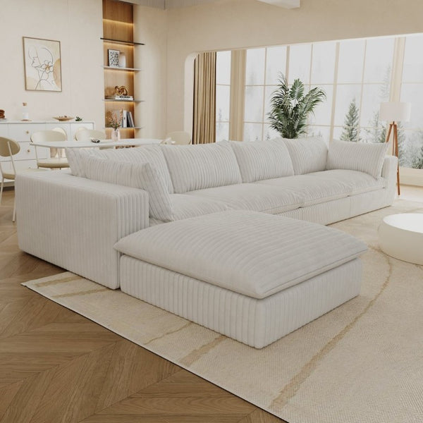 English Elm 157.6Cloud Corduroy Modular Sofa Deep Feather Cushions Oversized Living Room Sectional W2824S00371