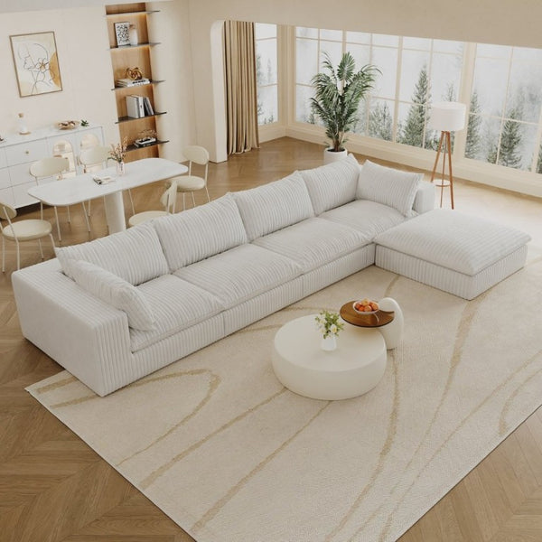 English Elm 157.6Cloud Corduroy Modular Sofa Deep Feather Cushions Oversized Living Room Sectional W2824S00371