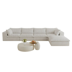 English Elm 157.6Cloud Corduroy Modular Sofa Deep Feather Cushions Oversized Living Room Sectional W2824S00371