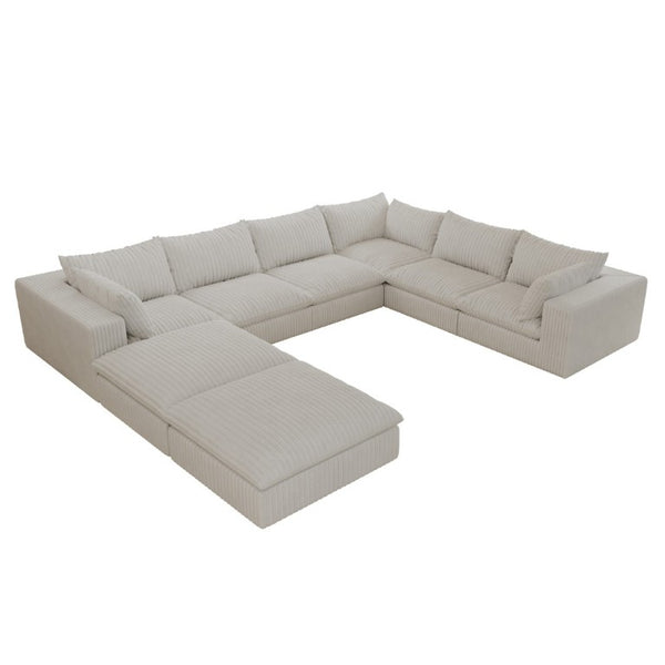 English Elm 157.6 Inch Modular Cloud Sofa Deep Seat Corduroy Upholstered Living Room Sectional W2824S00372