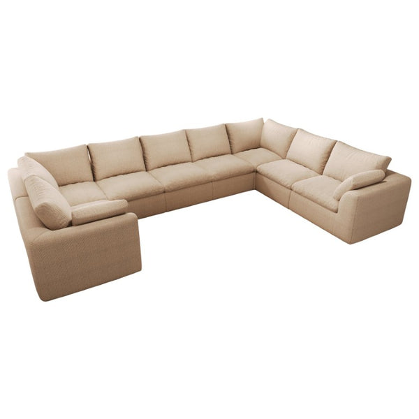 English Elm 167.5 Inch U-Shaped Modular Cloud Sectional Linen Sofa Seating Eight with Washable Covers W2824S00391