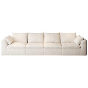 English Elm 137.9 Inch Modular Sectional Four Seat Woven Linen Sofa Deep Lounge for Living Room W2824S00396