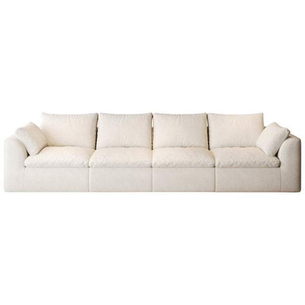 English Elm 137.9 Inch Modular Sectional Four Seat Woven Linen Sofa Deep Lounge for Living Room W2824S00396