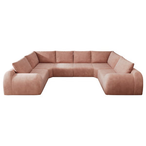 English Elm 135.5 Inch U Shaped Cloud Sectional Sofa in Chenille Six Seat Living Room Couch Pink W2824S00415