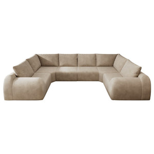 English Elm 135.5 Inch U Shaped Cloud Sectional Sofa in Chenille Six Seat Living Room Couch Khaki W2824S00419