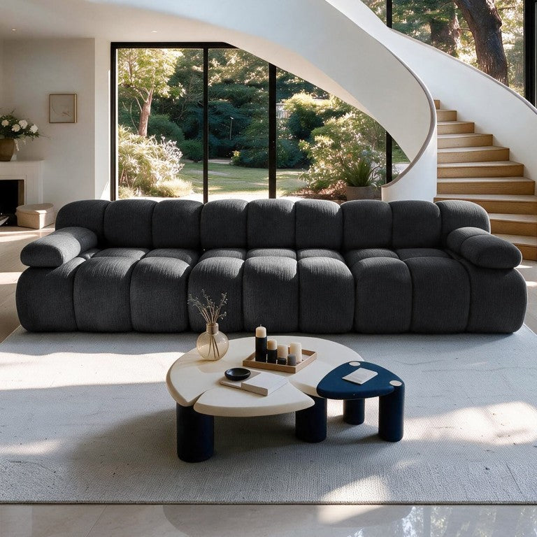 English Elm Y176-3Seater-Dark Plush Corner Sectional Sofa Low Profile Schnellertex Fabric Living Room W2824S00437