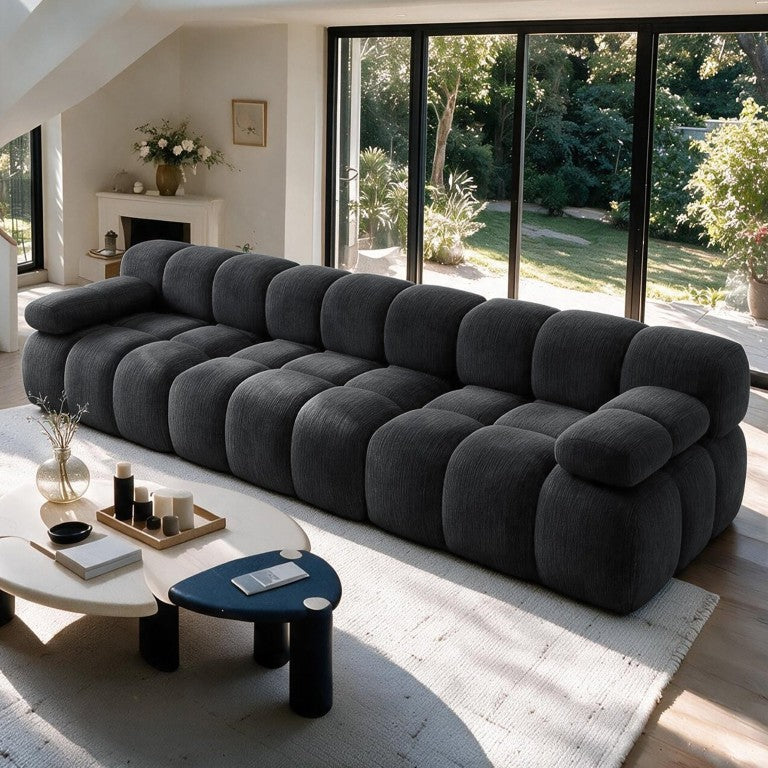 English Elm Y176-3Seater-Dark Plush Corner Sectional Sofa Low Profile Schnellertex Fabric Living Room W2824S00437
