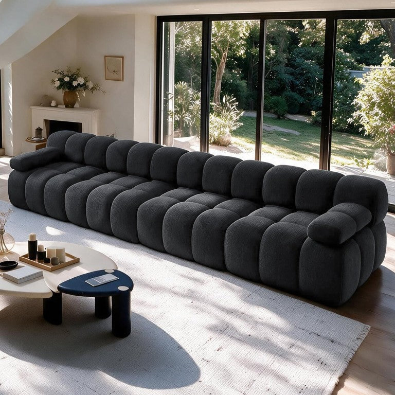 English Elm Y176-4Seater-Dark Schnellertex Corner Sofa Low Profile Foam Support Modern Living W2824S00439