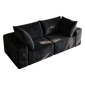 English Elm 78.8 Inch Corduroy Three Seater Sofa Deep Plush Cushioning Ready for Living Rooms Black W2824S00443
