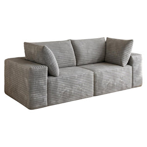 English Elm 78.8 Inch Corduroy Three Seater Sofa Deep Plush Cushioning Ready for Living Rooms Grey W2824S00445