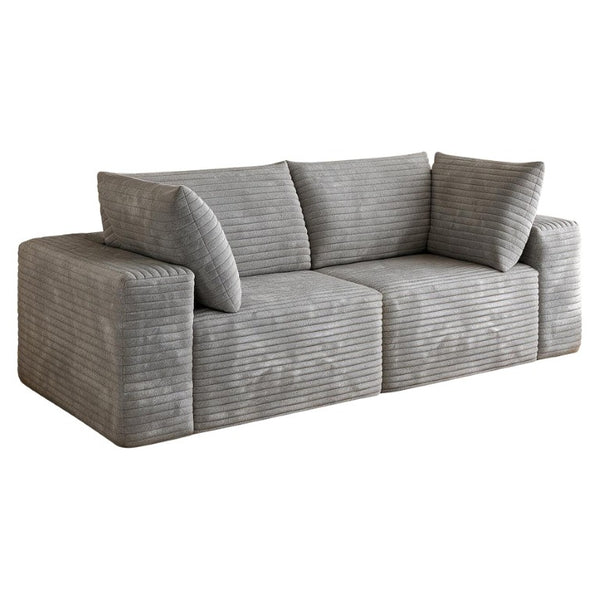 English Elm 78.8 Inch Corduroy Three Seater Sofa Deep Plush Cushioning Ready for Living Rooms Grey W2824S00445