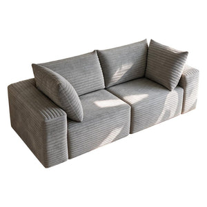 English Elm 78.8 Inch Corduroy Three Seater Sofa Deep Plush Cushioning Ready for Living Rooms Grey W2824S00445
