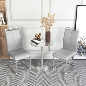 English Elm X-C-1162 High Back PU Leather Dining Chair Set with Chrome Legs for Modern W2827P196413