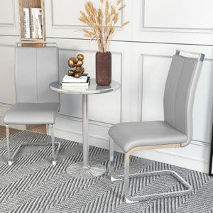 English Elm X-C-1162 High Back PU Leather Dining Chair Set with Chrome Legs for Modern W2827P196413