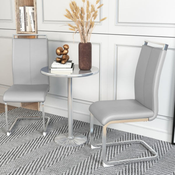 English Elm X-C-1162 High Back PU Leather Dining Chair Set with Chrome Legs for Modern W2827P196413