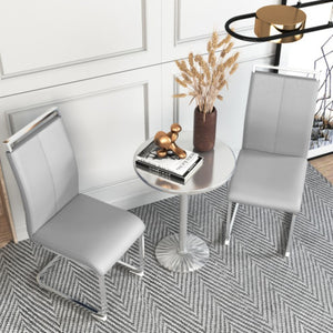 English Elm X-C-1162 High Back PU Leather Dining Chair Set with Chrome Legs for Modern W2827P196413