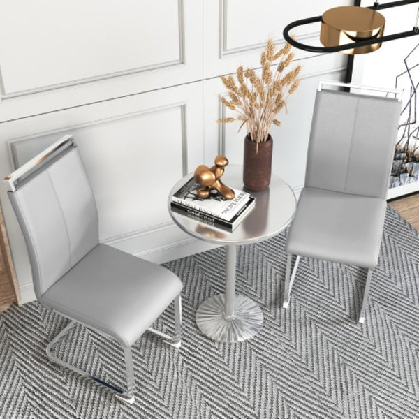 English Elm X-C-1162 High Back PU Leather Dining Chair Set with Chrome Legs for Modern W2827P196413