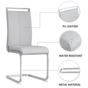 English Elm X-C-1162 High Back PU Leather Dining Chair Set with Chrome Legs for Modern W2827P196413