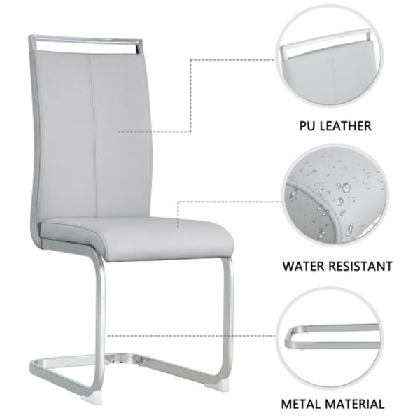 English Elm X-C-1162 High Back PU Leather Dining Chair Set with Chrome Legs for Modern W2827P196413