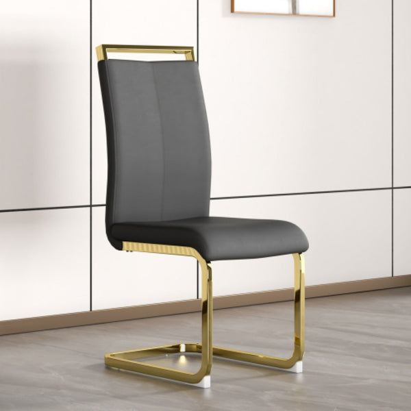 English Elm X-C-1162 PU Leather Accent Chair with Chrome Legs for Modern Home Office or Dining W2827P196425