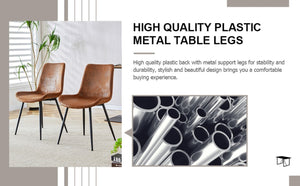 English Elm Brown Suede Upholstered Dining Chair Set of Six with Curved Seat and Black Metal Legs W2827P197567