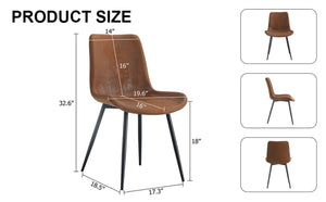 English Elm Brown Suede Upholstered Dining Chair Set of Six with Curved Seat and Black Metal Legs W2827P197567