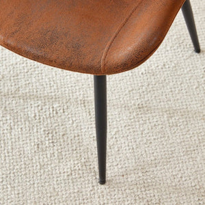 English Elm Brown Suede Upholstered Dining Chair Set of Six with Curved Seat and Black Metal Legs W2827P197567
