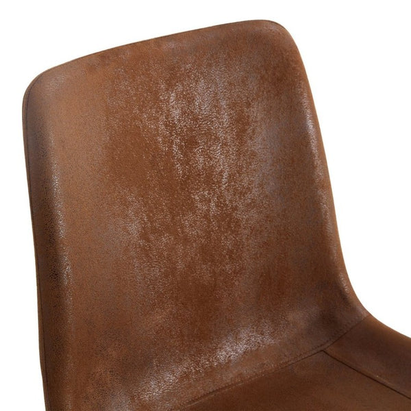 English Elm Brown Suede Upholstered Dining Chair Set of Six with Curved Seat and Black Metal Legs W2827P197567