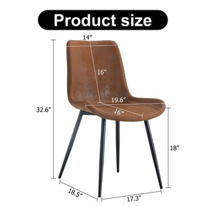 English Elm Brown Suede Upholstered Dining Chair Set of Six with Curved Seat and Black Metal Legs W2827P197567