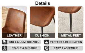 English Elm Brown Suede Upholstered Dining Chair Set of Six with Curved Seat and Black Metal Legs W2827P197567