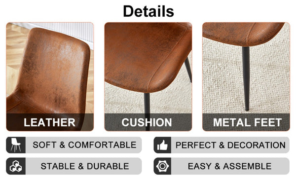 English Elm Brown Suede Upholstered Dining Chair Set of Six with Curved Seat and Black Metal Legs W2827P197567