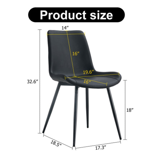 English Elm X-B0502a-Bk-6In1 Faux Leather Dining Chairs Set of Six with Metal Legs for Modern Interiors W2827P197571