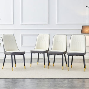English Elm A Modern Set of 4 PU Leather Dining Chairs with Padded Seats and Metal Legs Antique White+Gray W2827P197736