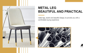 English Elm A Modern Set of 4 PU Leather Dining Chairs with Padded Seats and Metal Legs Antique White+Gray W2827P197736