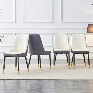 English Elm A Modern Set of 4 PU Leather Dining Chairs with Padded Seats and Metal Legs Antique White+Gray W2827P197736