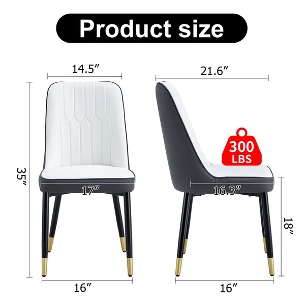 English Elm A Modern Set of 4 PU Leather Dining Chairs with Padded Seats and Metal Legs Antique White+Gray W2827P197736