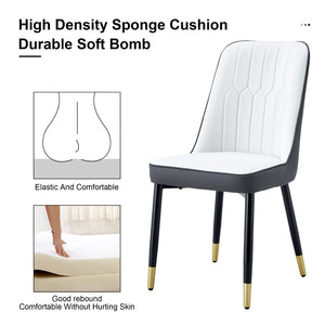 English Elm A Modern Set of 4 PU Leather Dining Chairs with Padded Seats and Metal Legs Antique White+Gray W2827P197736