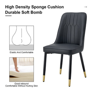 English Elm Black PU Leather Dining Chairs Set of 2 with Metal Legs for Modern Kitchen Seating W2827P203710