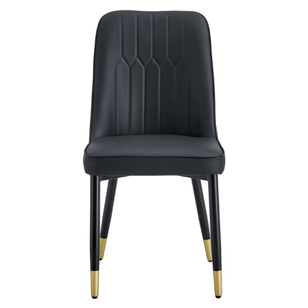 English Elm Black PU Leather Dining Chairs Set of 2 with Metal Legs for Modern Kitchen Seating W2827P203710