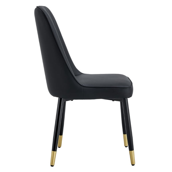 English Elm Black PU Leather Dining Chairs Set of 2 with Metal Legs for Modern Kitchen Seating W2827P203710