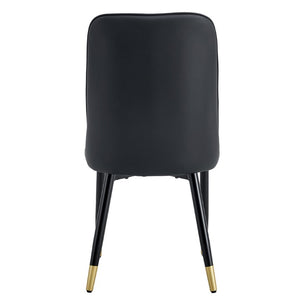 English Elm Black PU Leather Dining Chairs Set of 2 with Metal Legs for Modern Kitchen Seating W2827P203710