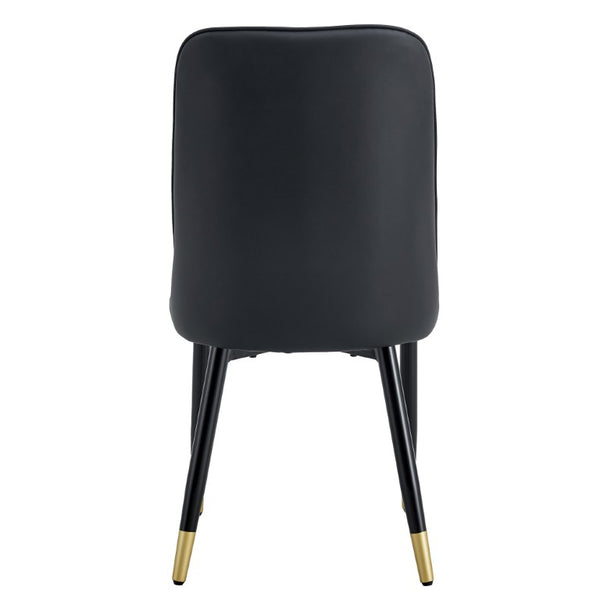 English Elm Black PU Leather Dining Chairs Set of 2 with Metal Legs for Modern Kitchen Seating W2827P203710