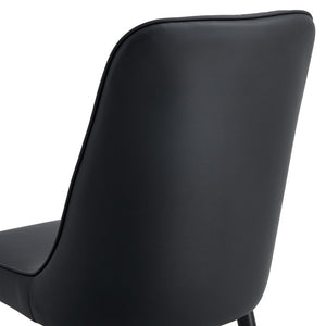 English Elm Black PU Leather Dining Chairs Set of 2 with Metal Legs for Modern Kitchen Seating W2827P203710