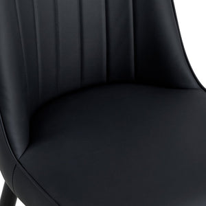 English Elm Black PU Leather Dining Chairs Set of 2 with Metal Legs for Modern Kitchen Seating W2827P203710