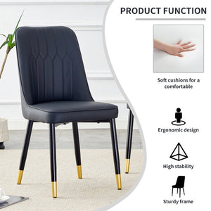 English Elm Black PU Leather Dining Chairs Set of 2 with Metal Legs for Modern Kitchen Seating W2827P203710