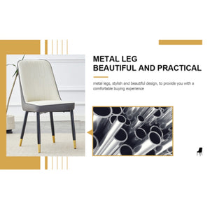 English Elm A Modern Set of 2 Dining Chairs Two-Tone PU Leather Backrest and Black Metal Legs W2827P203711