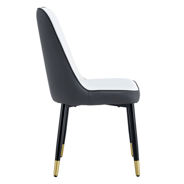 English Elm A Modern Set of 2 Dining Chairs Two-Tone PU Leather Backrest and Black Metal Legs W2827P203711