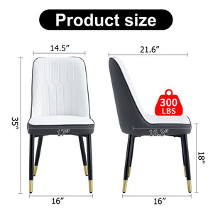 English Elm A Modern Set of 2 Dining Chairs Two-Tone PU Leather Backrest and Black Metal Legs W2827P203711