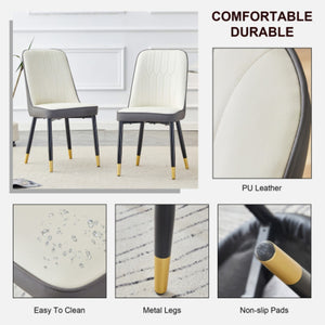 English Elm A Modern Set of 2 Dining Chairs Two-Tone PU Leather Backrest and Black Metal Legs W2827P203711